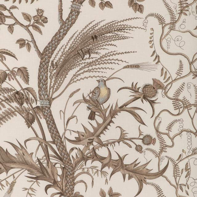 BRUNSCHWIG & FILS BR-79431.068.0 BIRD AND THISTLE COTTON PRINT BEIGE Fabric - Eade's Wallpaper