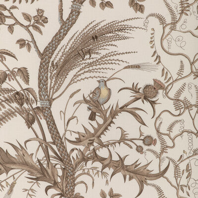 BRUNSCHWIG & FILS BR-79431.068.0 BIRD AND THISTLE COTTON PRINT BEIGE Fabric - Eade's Wallpaper