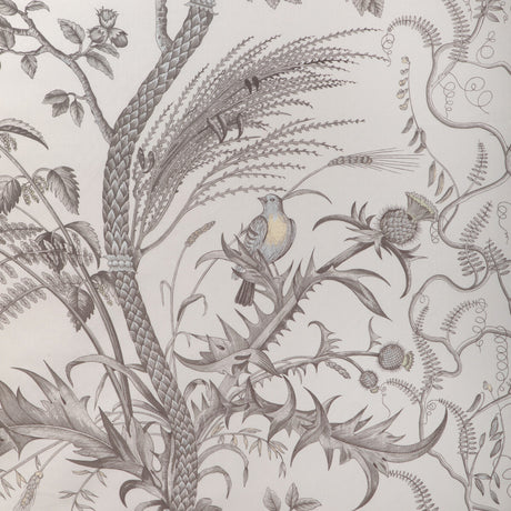 BRUNSCHWIG & FILS BR-79431.11.0 BIRD AND THISTLE COTTON PRINT GRAY Fabric - Eade's Wallpaper