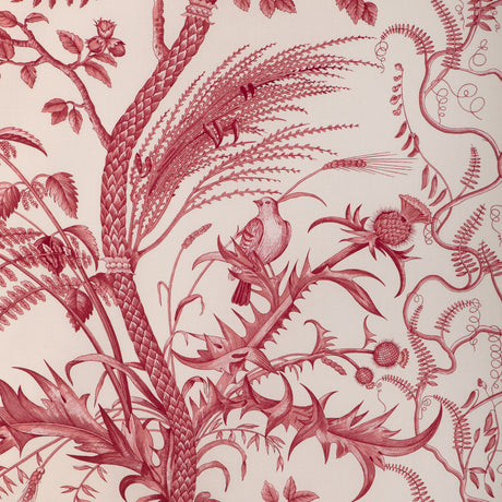 BRUNSCHWIG & FILS BR-79431.166.0 BIRD AND THISTLE COTTON PRINT RED Fabric - Eade's Wallpaper