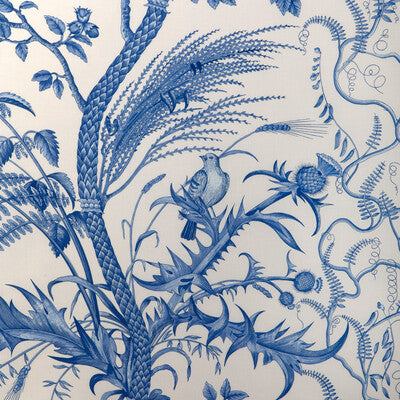 BRUNSCHWIG & FILS BR-79431.222.0 BIRD AND THISTLE COTTON PRINT BLUE Fabric - Eade's Wallpaper