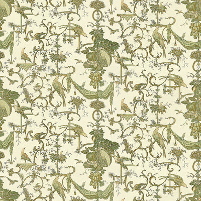 BRUNSCHWIG & FILS BR-79500.432.0 KININVIE COTTON PRINT LEAF ON WHITE Fabric - Eade's Wallpaper