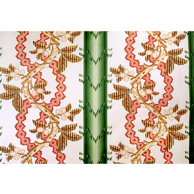 BRUNSCHWIG & FILS BR-79510.449.0 JOSSELIN COTTON AND LINEN PRINT CYPRESS AND CORAL Fabric - Eade's Wallpaper