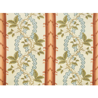 BRUNSCHWIG & FILS BR-79510.677.0 JOSSELIN COTTON AND LINEN PRINT RUST AND BLUE Fabric - Eade's Wallpaper