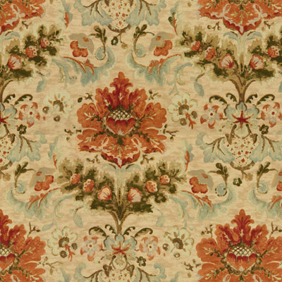 BRUNSCHWIG & FILS BR-79574.847.0 WINDSOR DAMASK COTTON & LINEN PRINT COPPER ON SAND Fabric - Eade's Wallpaper