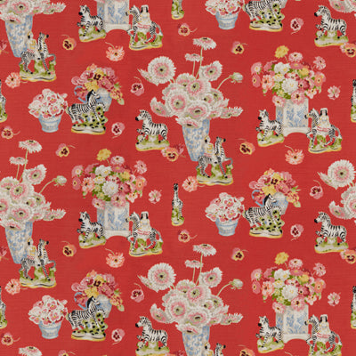 BRUNSCHWIG & FILS BR-79653.154.0 GILLIAN S ZEBRAS LINEN & COTTON PRINT FLAME Fabric - Eade's Wallpaper
