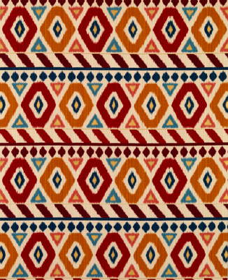 BRUNSCHWIG & FILS BR-79786.147.0 UZBEK LINEN AND COTTON PRINT RED/GOLD/BLUE Fabric - Eade's Wallpaper
