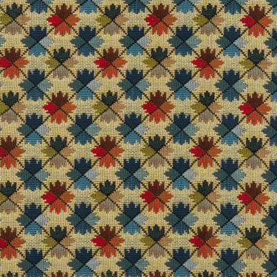 BRUNSCHWIG & FILS BR-89071.M21.0 OATLANDS TAPESTRY BLUE/RED Fabric - Eade's Wallpaper