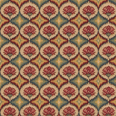 BRUNSCHWIG & FILS BR-89438.M12.0 FABIENNE WOVEN TAPESTRY RED BLUE Fabric - Eade's Wallpaper