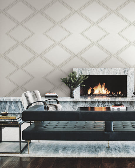 York BW3821 Diamond Twist White & Cream Wallpaper