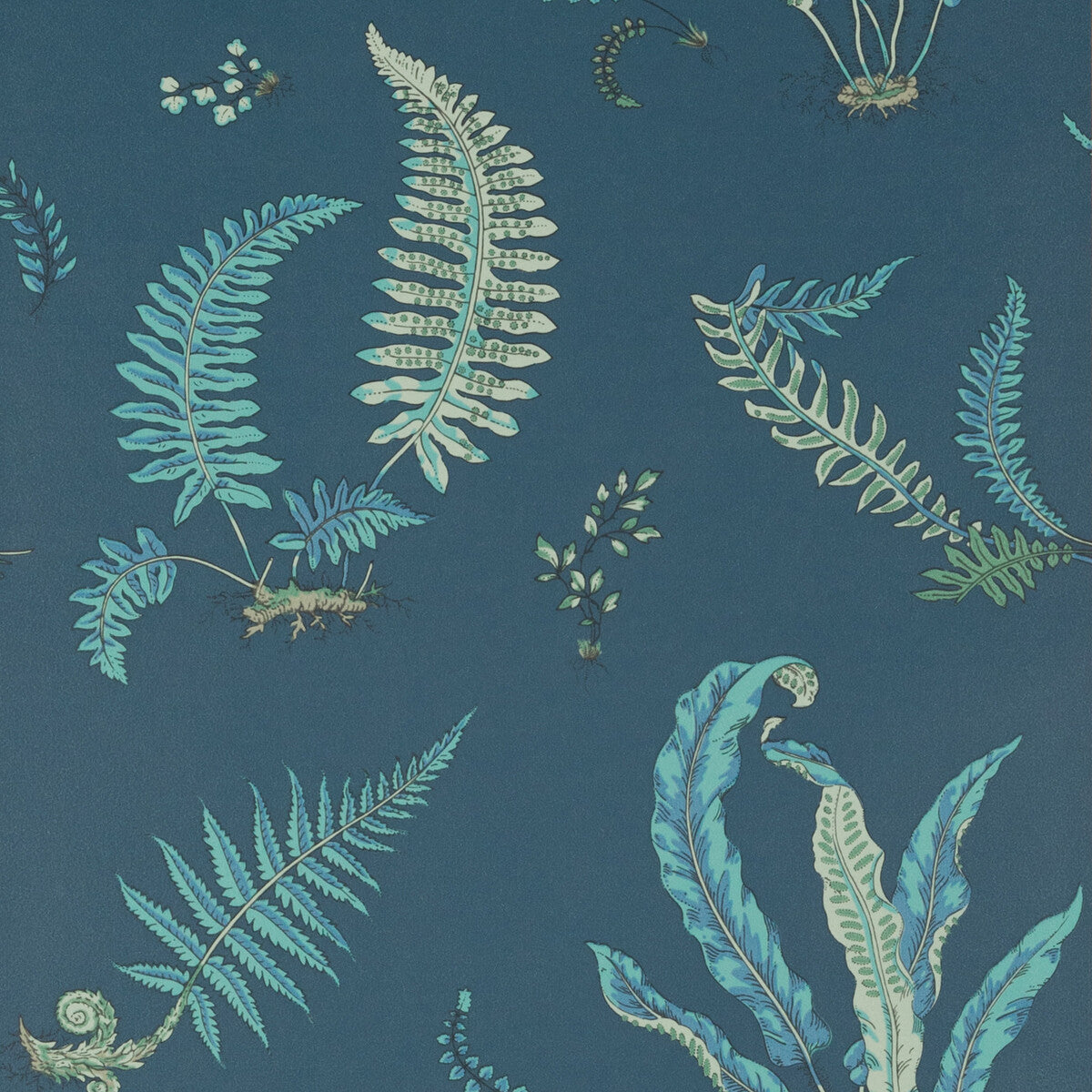G P & J BAKER BW45044.9.0 FERNS INDIGO/TEAL Wallpaper - Eade's Wallpaper
