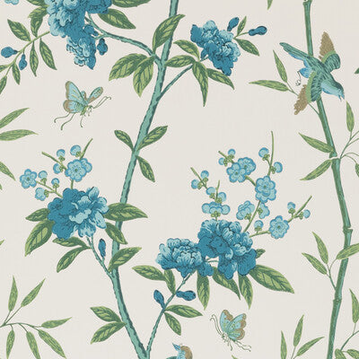 G P & J BAKER BW45066.5.0 PEONY & BLOSSOM INDIGO/TEAL Wallpaper - Eade's Wallpaper