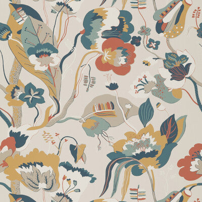 G P & J BAKER BW45080.4.0 CALIFORNIA TEAL/OCHRE Wallpaper - Eade's Wallpaper