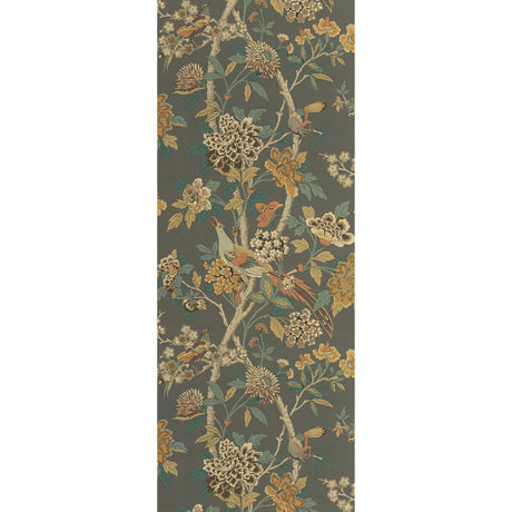 G P & J BAKER BW45091.2.0 HYDRANGEA BIRD CHARCOAL/SIENNA Wallpaper - Eade's Wallpaper
