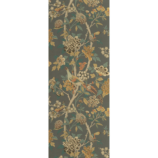 G P & J BAKER BW45091.2.0 HYDRANGEA BIRD CHARCOAL/SIENNA Wallpaper - Eade's Wallpaper