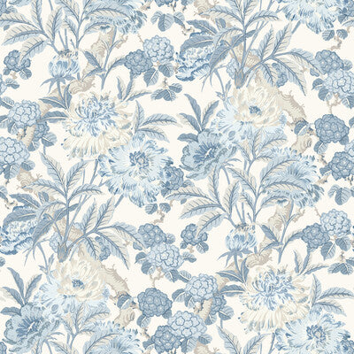 G P & J BAKER BW45095.1.0 SUMMER PEONY BLUE Wallpaper - Eade's Wallpaper