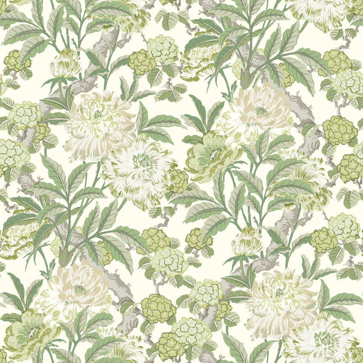 G P & J BAKER BW45095.3.0 SUMMER PEONY GREEN Wallpaper - Eade's Wallpaper