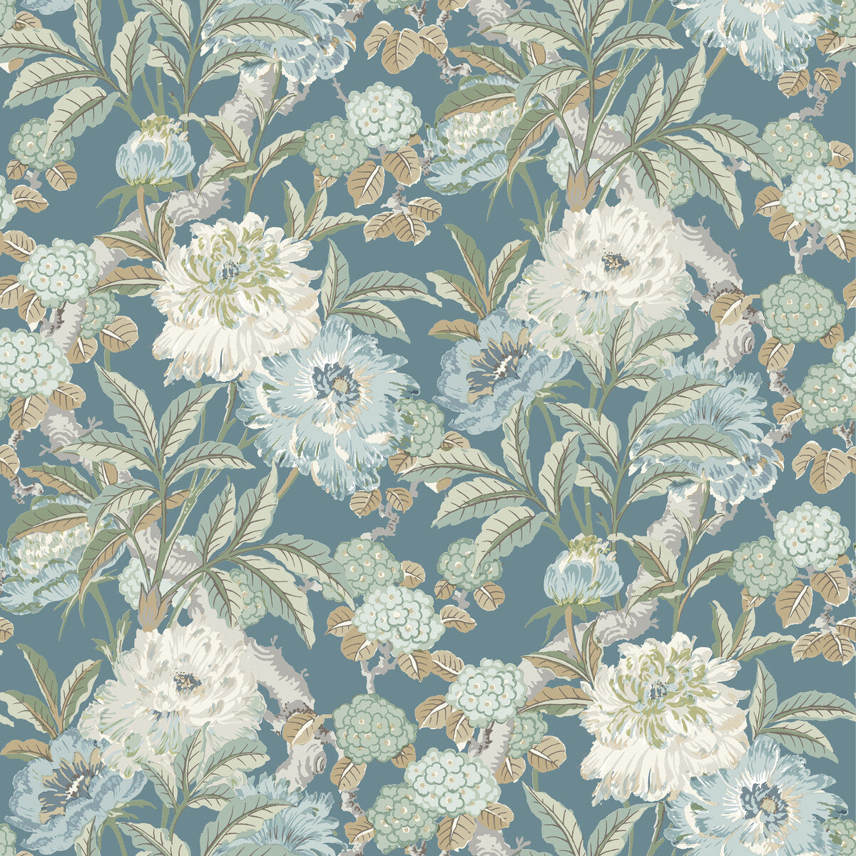 G P & J BAKER BW45095.5.0 SUMMER PEONY DENIM Wallpaper - Eade's Wallpaper