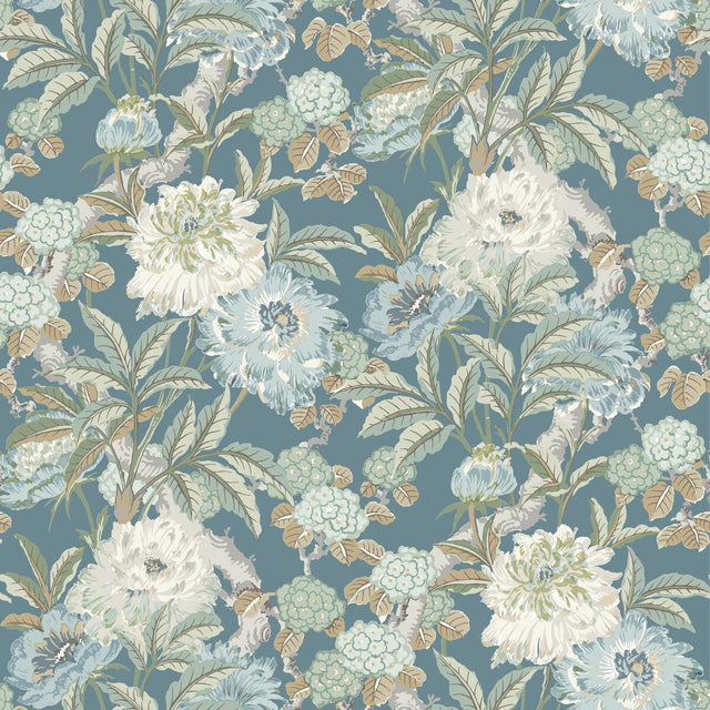 G P & J BAKER BW45095.5.0 SUMMER PEONY DENIM Wallpaper - Eade's Wallpaper