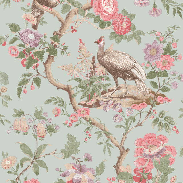 G P & J BAKER BW45096.4.0 BROUGHTON ROSE AQUA Wallpaper - Eade's Wallpaper
