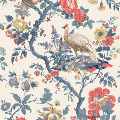 G P & J BAKER BW45096.5.0 BROUGHTON ROSE INDIGO/RED Wallpaper - Eade's Wallpaper