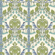 G P & J BAKER BW45100.2.0 BIRDS & CHERRIES GREEN/BLUE Wallpaper - Eade's Wallpaper