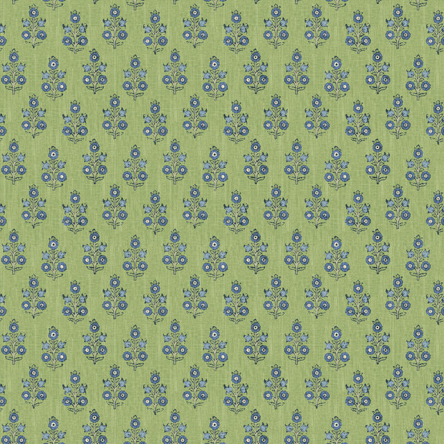 G P & J BAKER BW45117.1.0 POPPY SPRIG GREEN/BLUE Wallpaper - Eade's Wallpaper