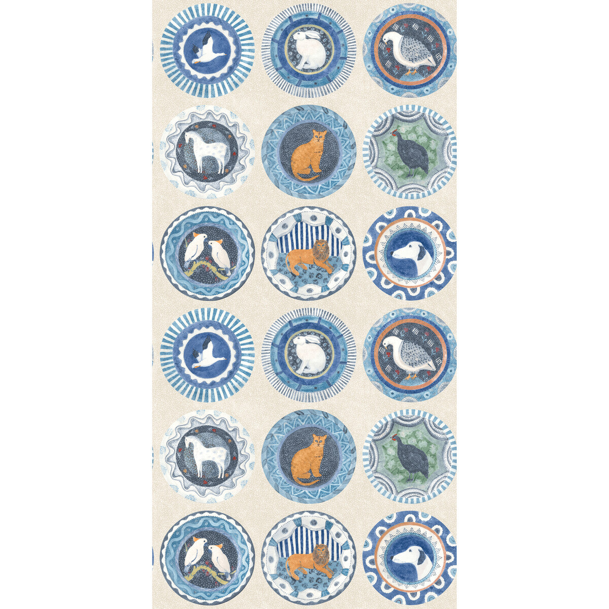 G P & J BAKER BW45126.4.0 ROBINA'S DINNER PARTY BLUE Wallpaper - Eade's Wallpaper