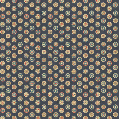 G P & J BAKER BW45147.2.0 COURT BUTTONS INDIGO Fabric - ROYAL COURT WALLPAPERS