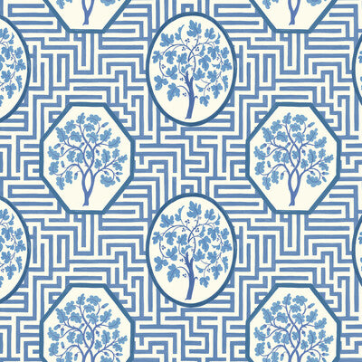 G P & J BAKER BW45148.2.0 ROYAL MAZE ROYAL BLUE Fabric - ROYAL COURT WALLPAPERS