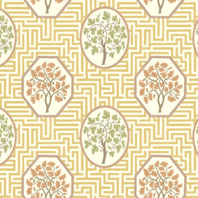 G P & J BAKER BW45148.4.0 ROYAL MAZE OCHRE Fabric - ROYAL COURT WALLPAPERS