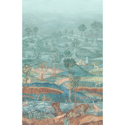 G P & J BAKER BW45150.2.0 ROYAL PARK PANEL TEAL Fabric - ROYAL COURT WALLPAPERS