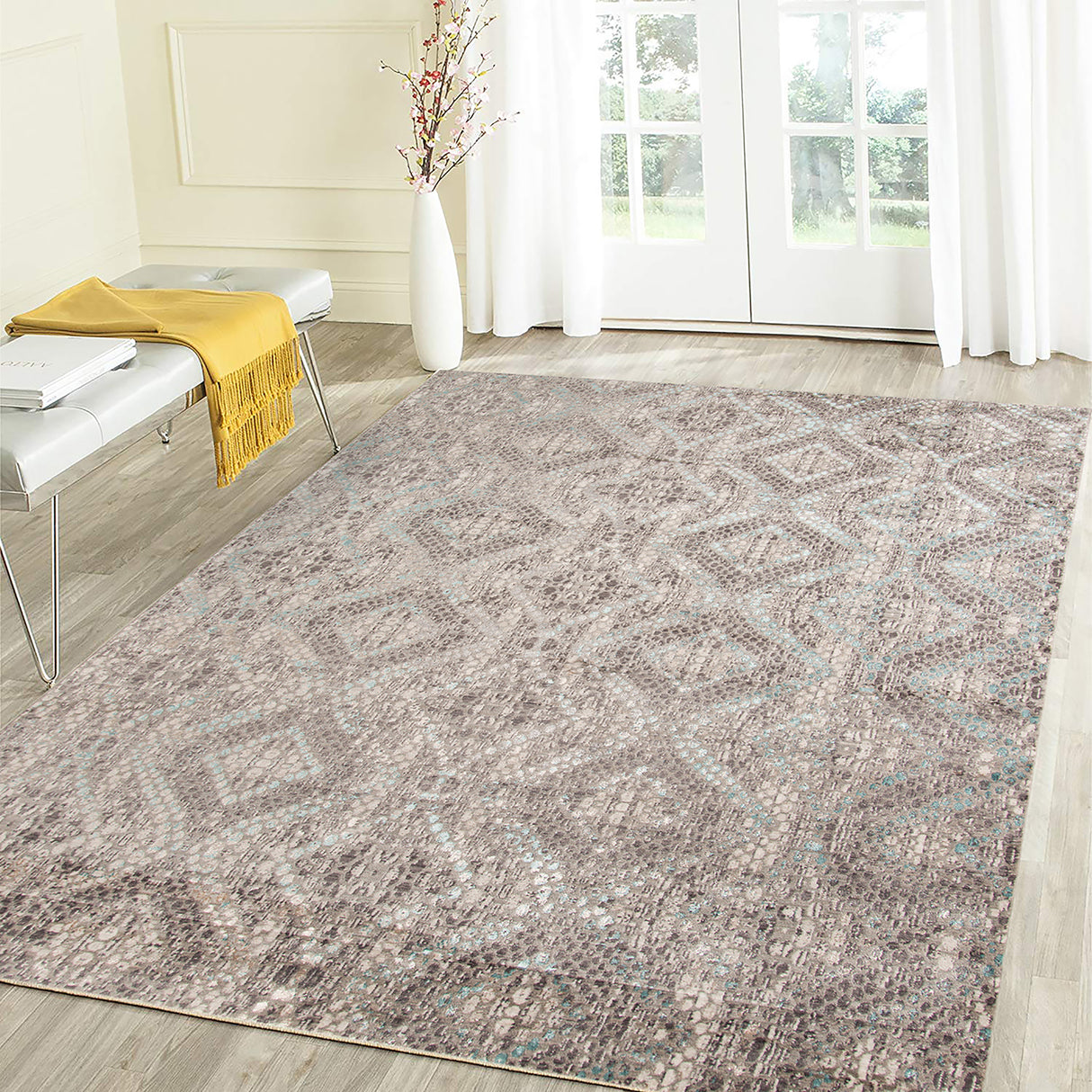 Amer Rugs CAM-35 Cambridge Contemporary Metallic Sheen Runner Rug, 2'6" X 8' Area Rug