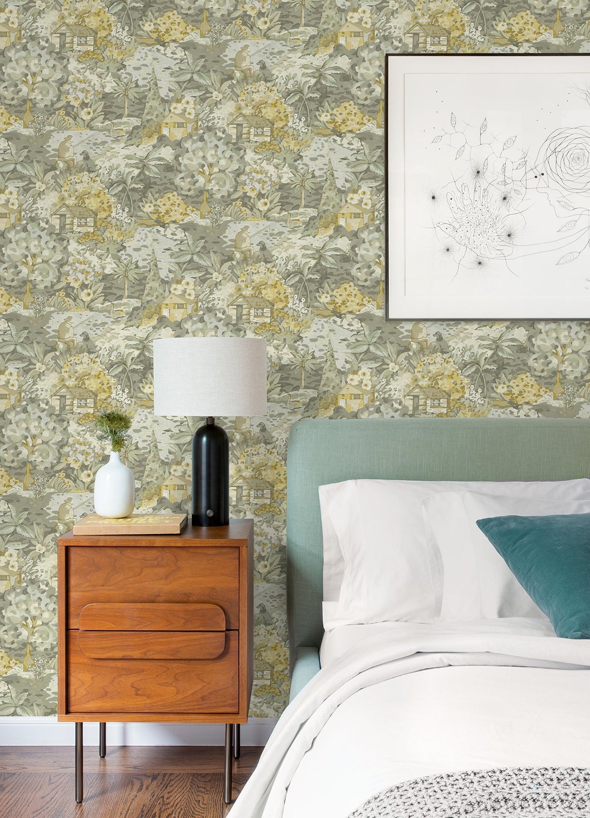 Caroline et Bettina CBS4505 Yellow Grey le Forestier Peel & Stick Wallpaper