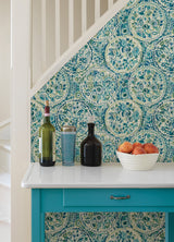 Caroline et Bettina CBS4507 Teal Camille Peel & Stick Wallpaper