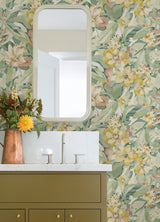 Caroline et Bettina CBS4510 Yellow Belles Fleurs Peel & Stick Wallpaper