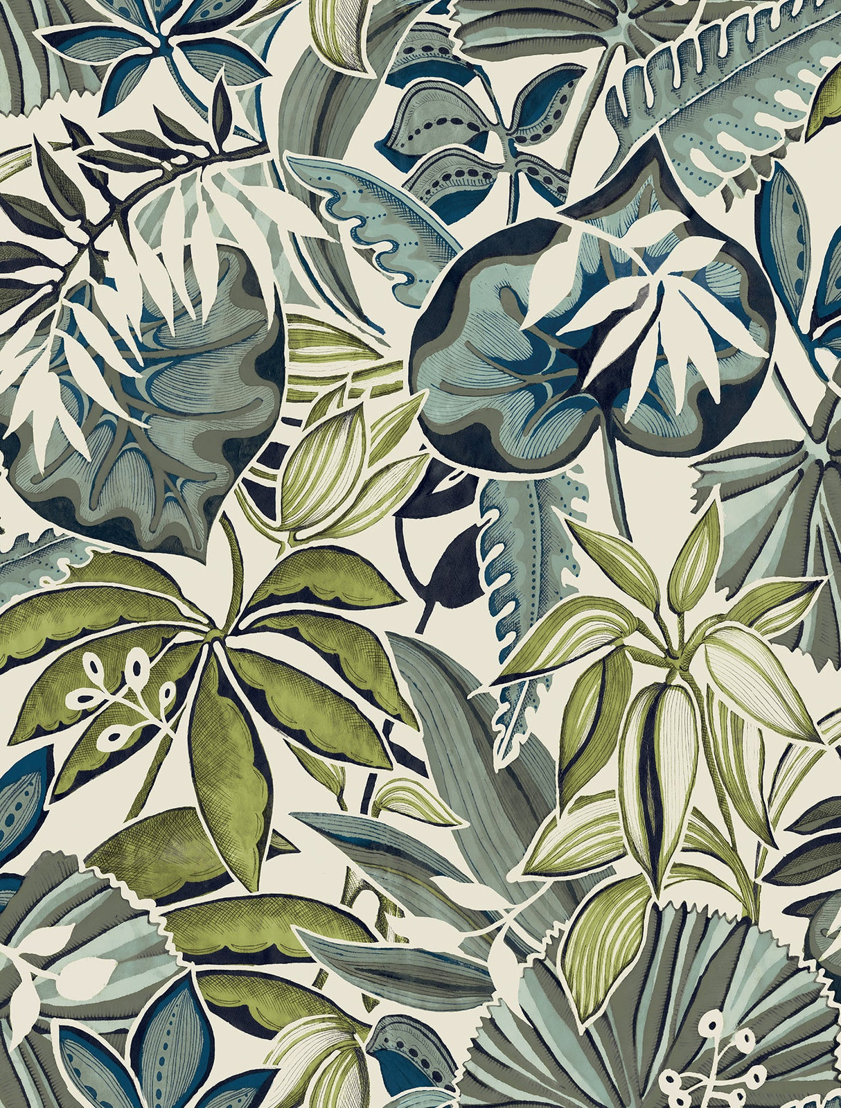 Caroline et Bettina CBS4514 Slate Feuilles Peel & Stick Wallpaper