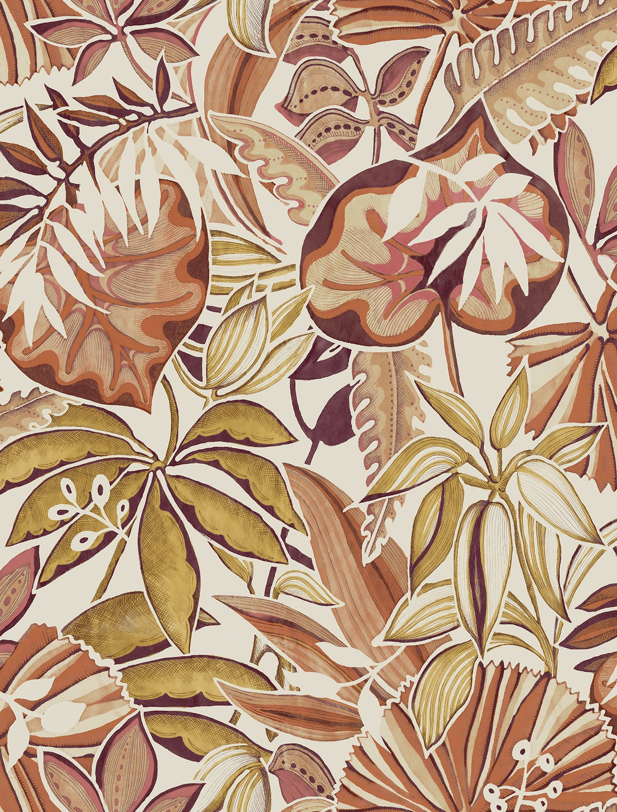 Caroline et Bettina CBS4515 Amber Feuilles Peel & Stick Wallpaper