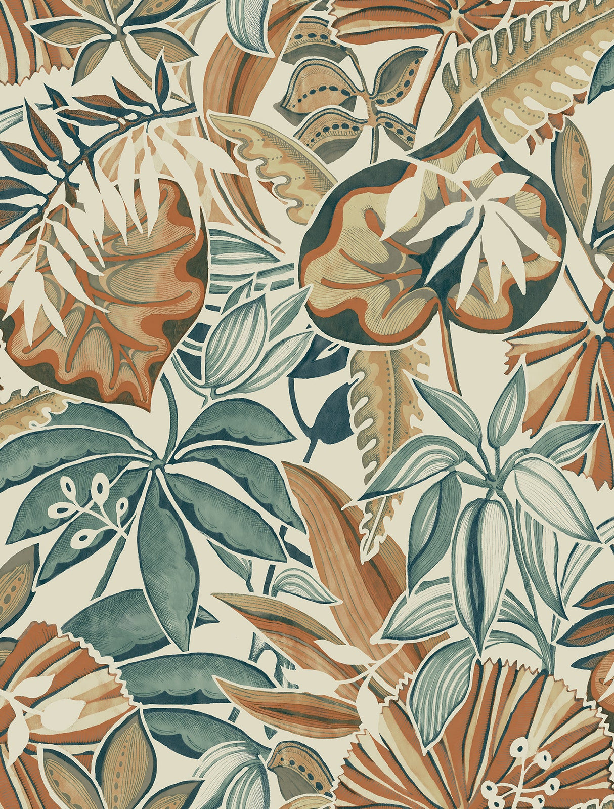 Caroline et Bettina CBS4516 Spice Feuilles Peel & Stick Wallpaper