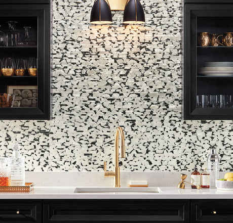 York CC1201 Capiz Offering Black & White Wallpaper