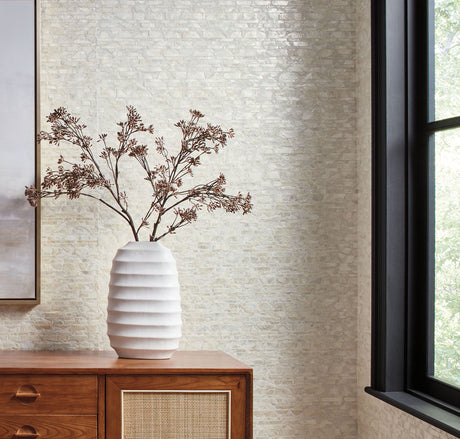York CC1202 Capiz Offering White Pearl Wallpaper