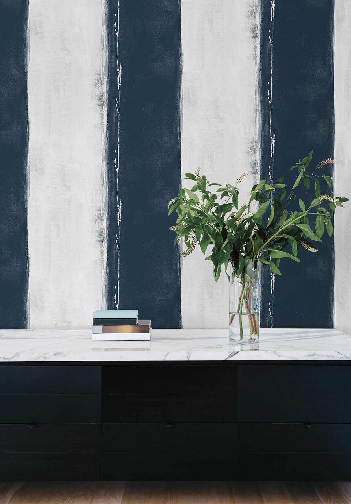 York CC1272 Ink Wash Navy Wallpaper