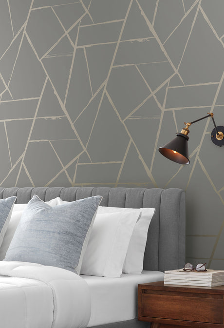 York CC1292 Intersect Grey Metallic Wallpaper