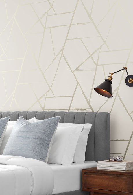 York CC1293 Intersect Beige Metallic Wallpaper