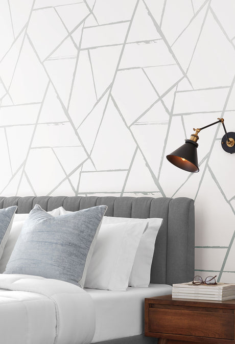York CC1296 Intersect Silver Metallic Wallpaper