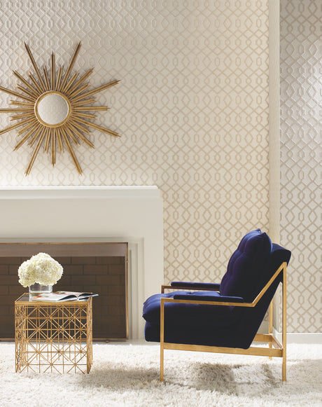 York CD4042 Pearl Cream & Silver Metallic  Luscious Wallpaper