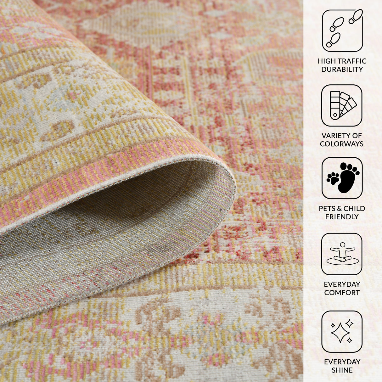 Amer Rugs CEN-8 Century Vintage Bordered /Ivory Runner Rug, 2'6" X 8' Area Rug