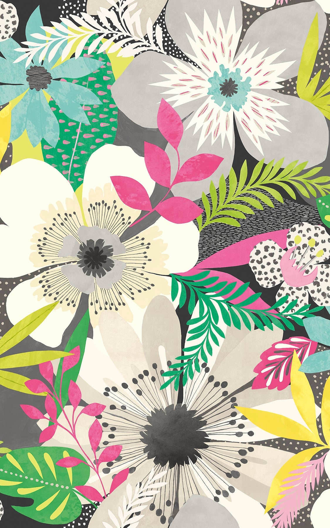 Ohpopsi CEP50101W Janis Charcoal Floral Riot Wallpaper