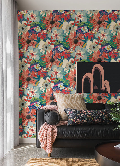 Ohpopsi CEP50104W Janis Indigo Floral Riot Wallpaper