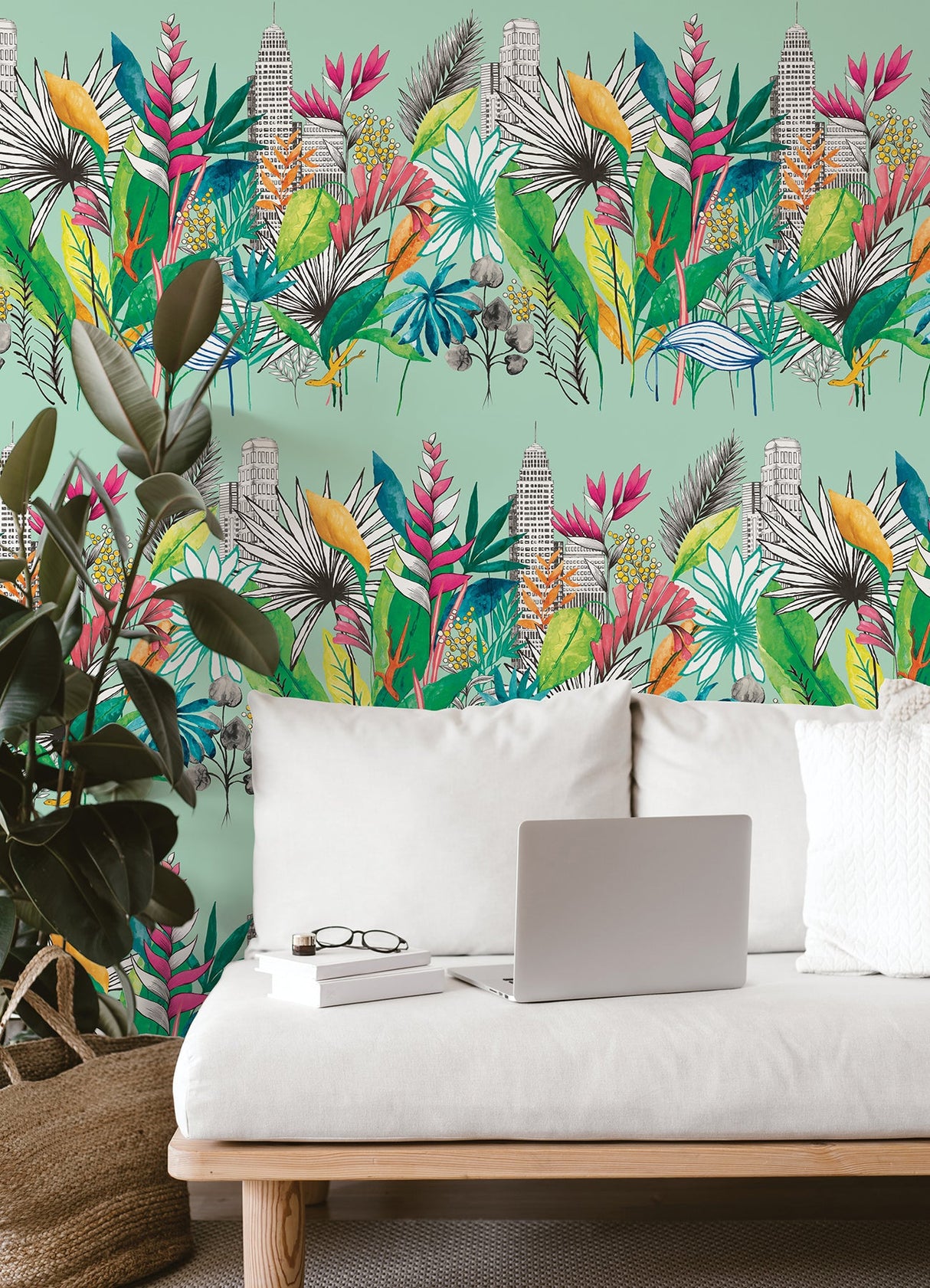 Ohpopsi CEP50112W Sierra Mint Urban Tropic Wallpaper